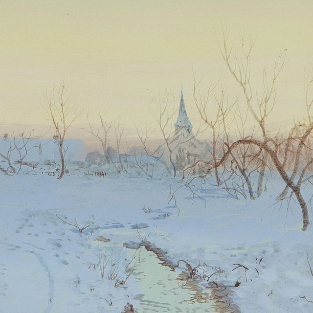 American American Winter Landscape by F. Hennek, C. 1900 For Sale - Image 3 of 6