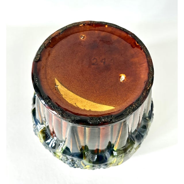 Brown 1920s Arts & Crafts Brush McCoy Pottery #224 Blended Grapes Nuglaze Jardinere Vase For Sale - Image 8 of 11