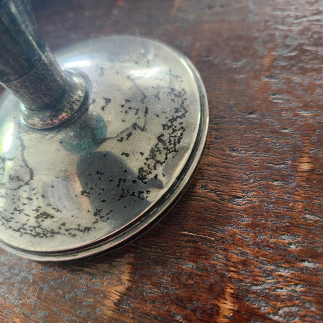 Turquoise Vintage Gorham Footed Vases Turquoise and Sterling Silver-a Pair For Sale - Image 8 of 12