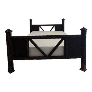 Antique Tramp Art Bed For Sale