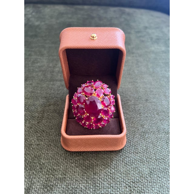 Bochic "Orient" Vintage Natural Ruby Cocktail Ring Set In 18K Gold & Silver For Sale - Image 10 of 13