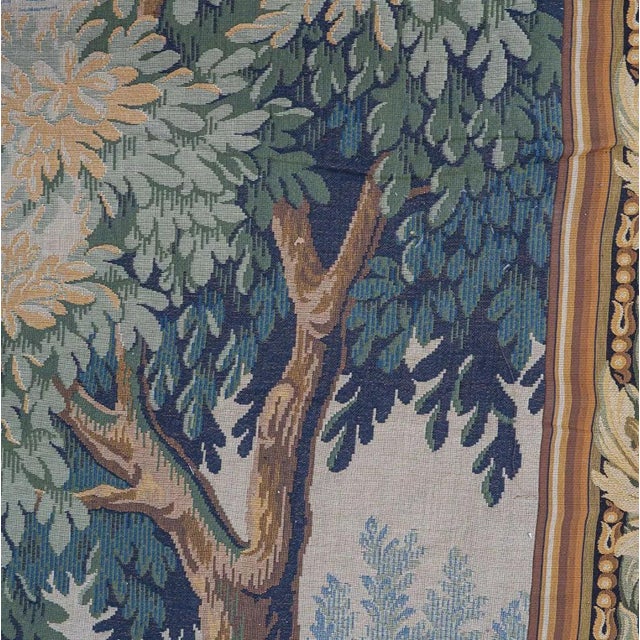 Early 21st Century Antique French Verdure Forest Jacquard Aubusson Tapestry For Sale - Image 5 of 7