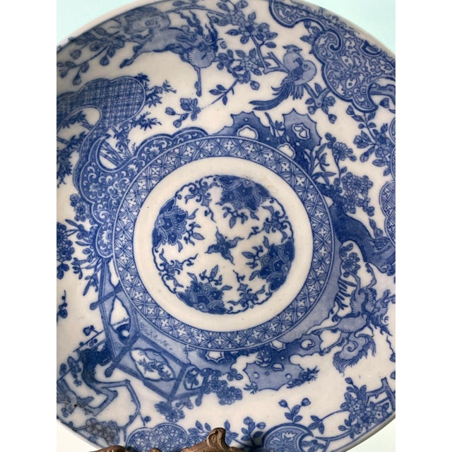 Antique Asian Chinese blue & white charger large decorative to add to your decoration collection Stand not included