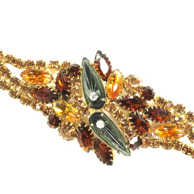 Amber Vintage Citrine Crystal Art Glass Bracelet 1950s For Sale - Image 8 of 9