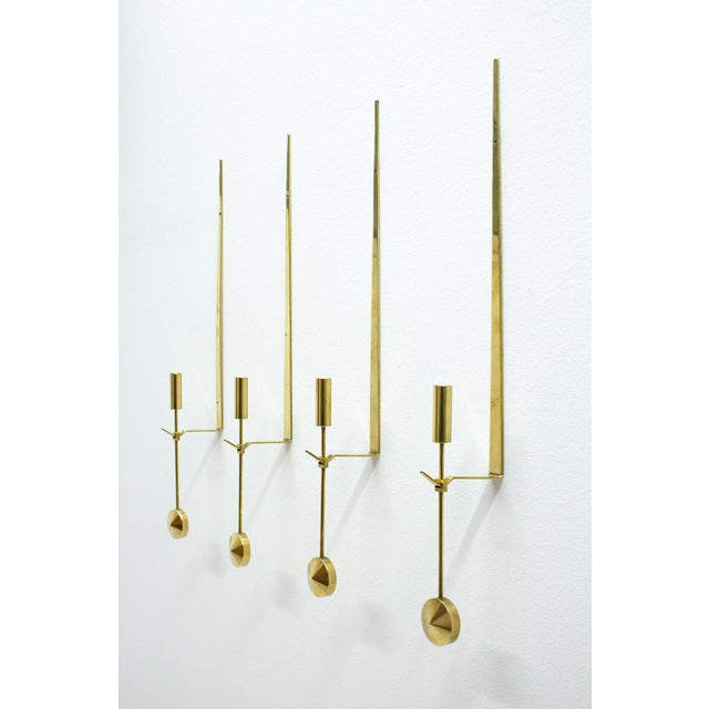 Swedish Wall Candlesticks by Pierre Forssell for Skultuna, 1970s, Set of 4 For Sale - Image 4 of 6