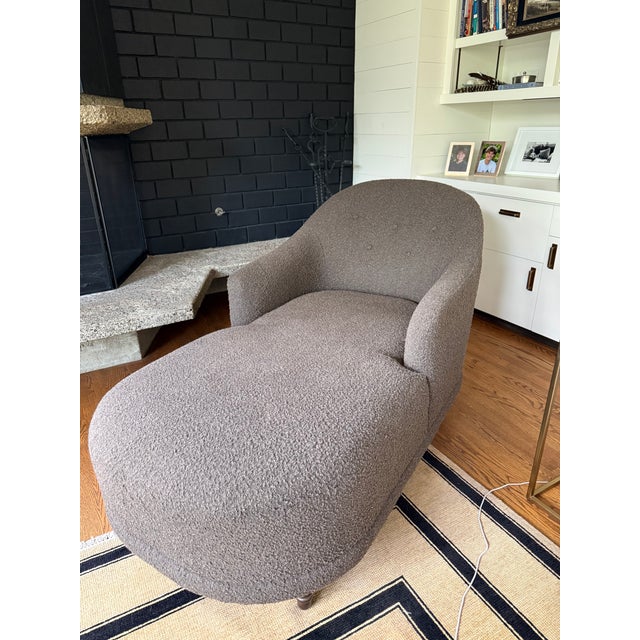 2020s Four Hands Knoll Mink Boucle Chaise For Sale - Image 5 of 9