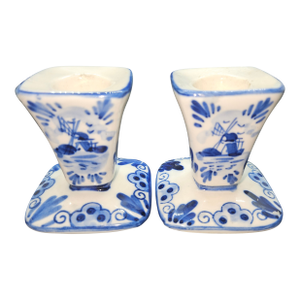 Vintage Delft Blue. DBL Candlesticks (Pair)