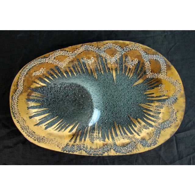 Vintage Hollywood Regency Dorothy Thorpe Gold Glass Serving Platter For Sale In Providence - Image 6 of 10
