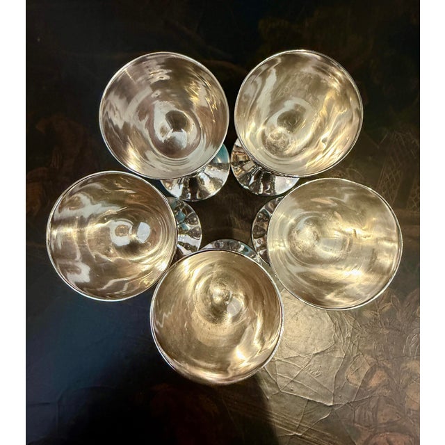 Vintage Mid-Century Hallmarked Mexican Silver-Plate Petite Goblets - Set of 5 For Sale In Savannah - Image 6 of 12
