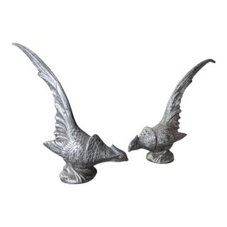 Antique Silver Plated Pheasant Birds Salt and Pepper Shakers- A Pair For Sale