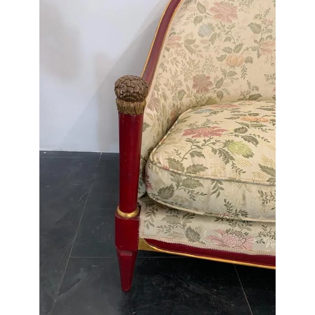 Gold Art Deco Red Sofa For Sale - Image 8 of 13
