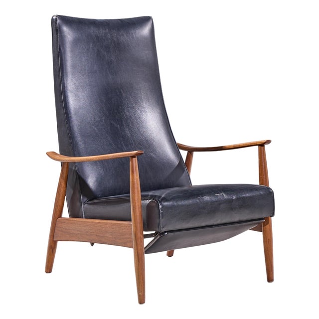 Milo Baughman for James Mid Century Walnut Recliner Lounge Chair For Sale
