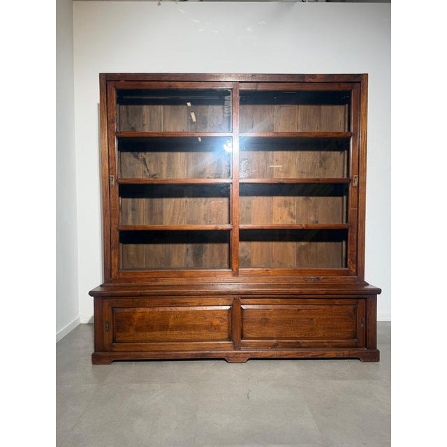 Teak Sliding Door Display Cabinet For Sale - Image 9 of 10