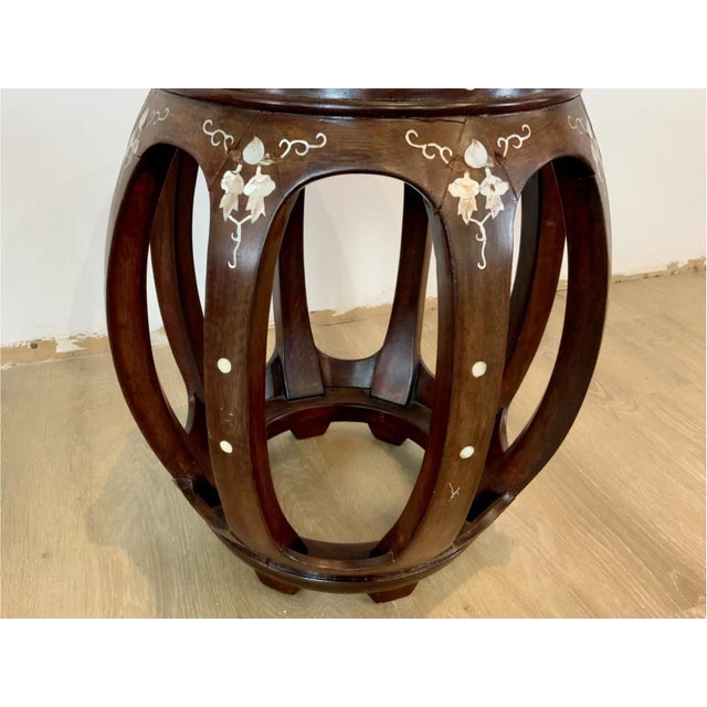 Chinese Mid-20th Century Chinese Hardwood Barrel Form Garden Stool For Sale - Image 3 of 5