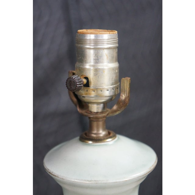 Vintage Mid 20th Century Hand Painted Porcelain Floral Trophy Urn Table Lamps Filigree Brass - Pair For Sale - Image 14 of 17