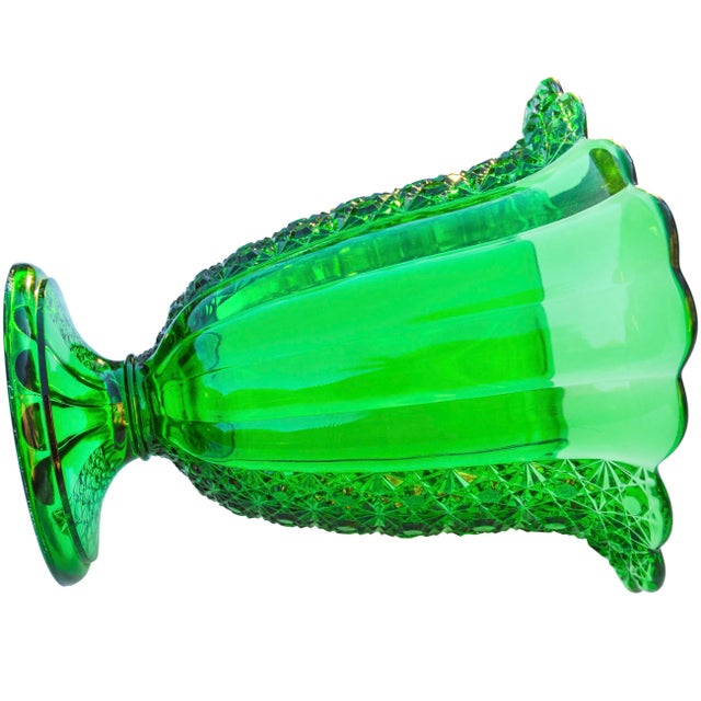Mid 20th Century Vintage Hand-Cut Textured Green Vase For Sale - Image 5 of 7
