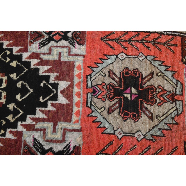 1970s Vintage Handmade Wool Cotton Red Runner Rug For Sale - Image 9 of 11