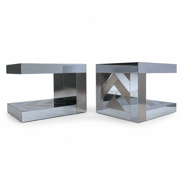 1970s Ello Chrome and Bonze Side Tables For Sale