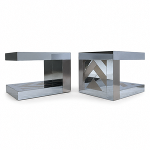 1970s Ello Chrome and Bonze Side Tables