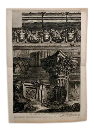 Piranesi Engraving of "Vesta Tempe Column Fragments"