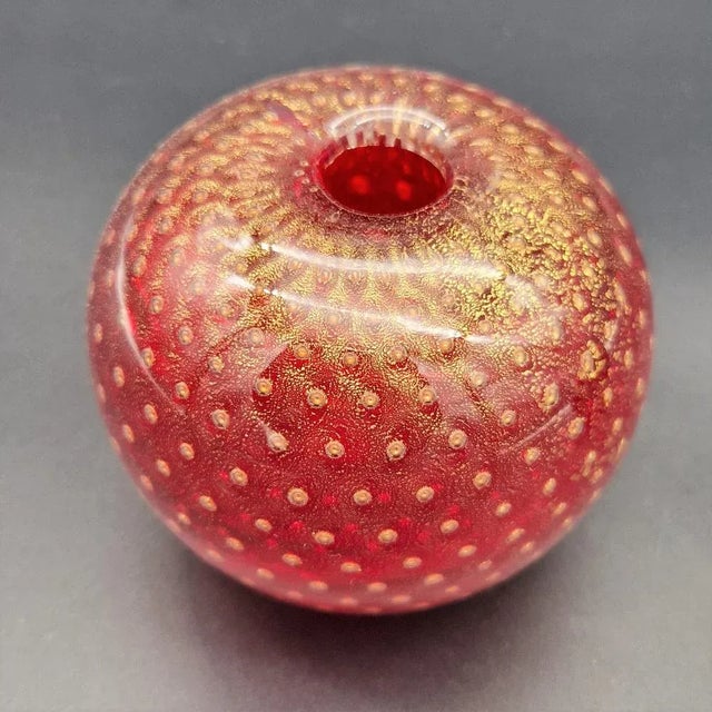 Oral Glass Vases with Gold Shade by Barovier & Toso for Murano, 1950s, Set of 2 For Sale - Image 7 of 9