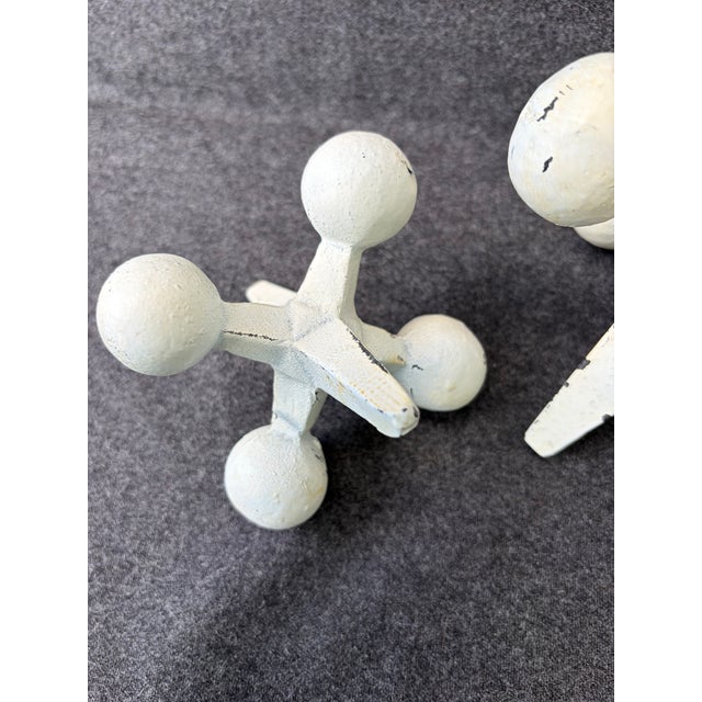 Off-white 1990s Off White Cast Iron Jacks Set of 3 Decorative Objects For Sale - Image 8 of 17