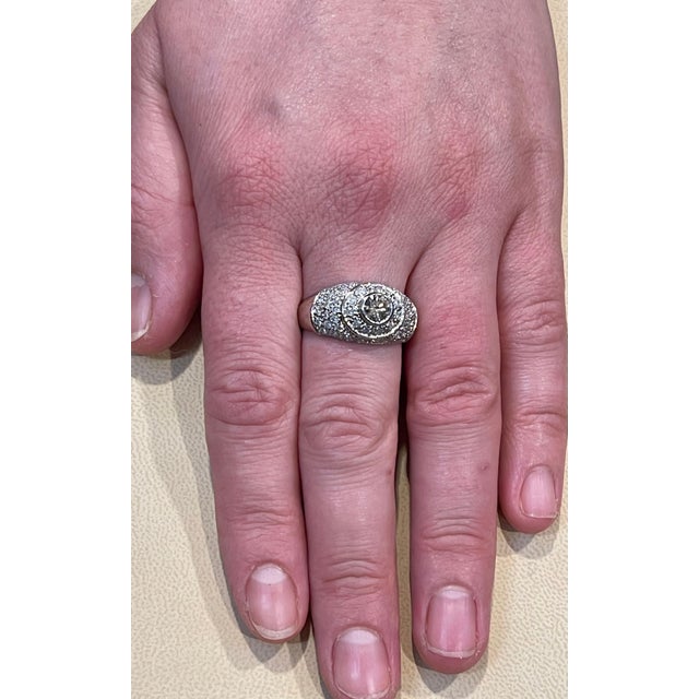 1.70 Carat Champagne & White Diamond Engagement Ring 14 Karat White Gold For Sale - Image 10 of 18