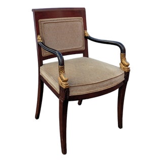 Mid 20th Century Empire Style Dolphin Carved Armchair by Century Furniture For Sale