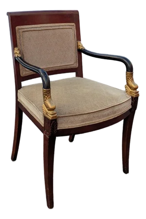 Mid 20th Century Empire Style Dolphin Carved Armchair by Century Furniture