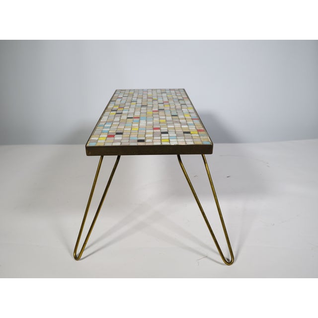Mid-Century Mosaic Plant Stand with Hairpin Legs, 1950s For Sale - Image 4 of 9