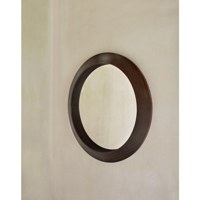 Round Wood Wall Mirror For Sale - Image 5 of 6