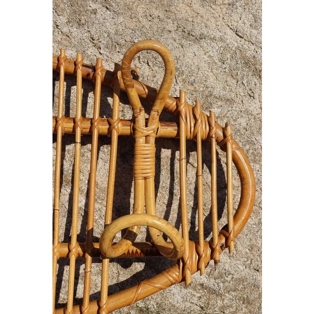 Vintage Rattan Coat Rack, Italy, 1960s For Sale - Image 6 of 8