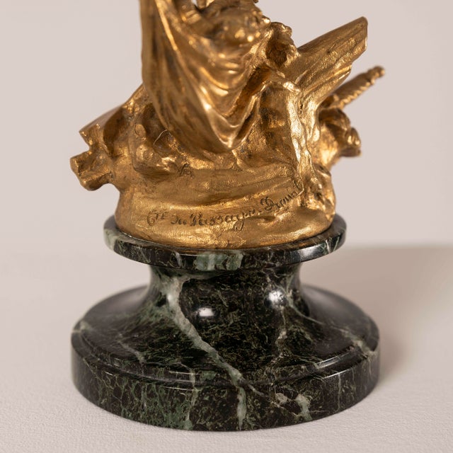 Metal After Arthur Comte, Du Passage, 1890s, Bronze on Marble Base For Sale - Image 7 of 11