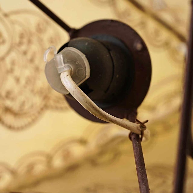 Vintage Ethnic Table Lamp in Metal and Leather For Sale - Image 6 of 7