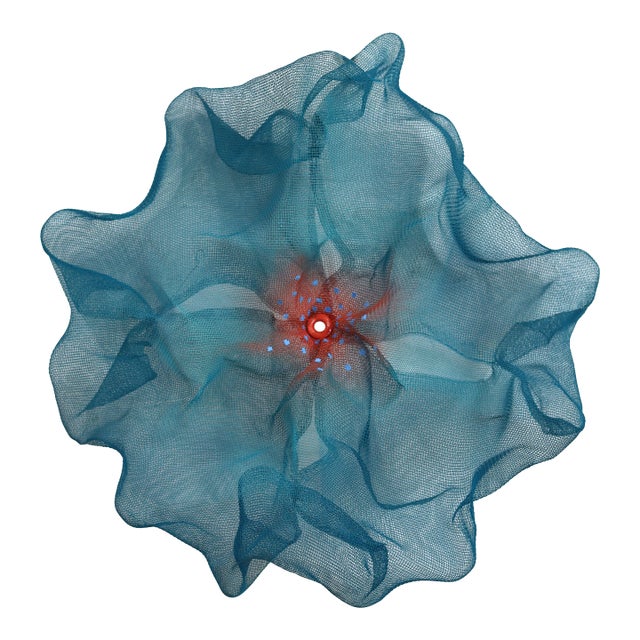 Cotton Candy Cumulus Teal Red Blue - Abstract Three-Dimensional Wall Original Artwork by Atticus Adams For Sale