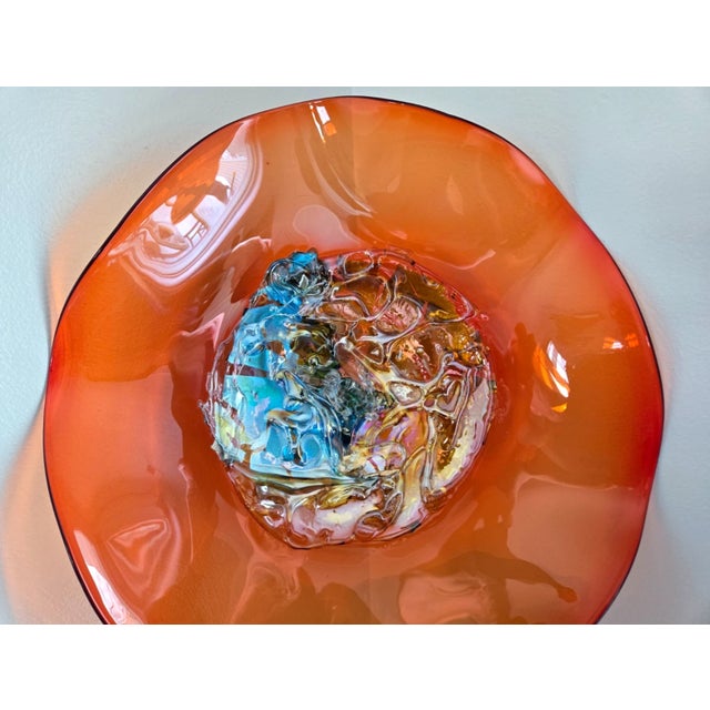 Mid-Century Modern Viz Glass Sunset Blaze Large Jewel Wall Art Platter, 7602bir 20" For Sale - Image 3 of 14