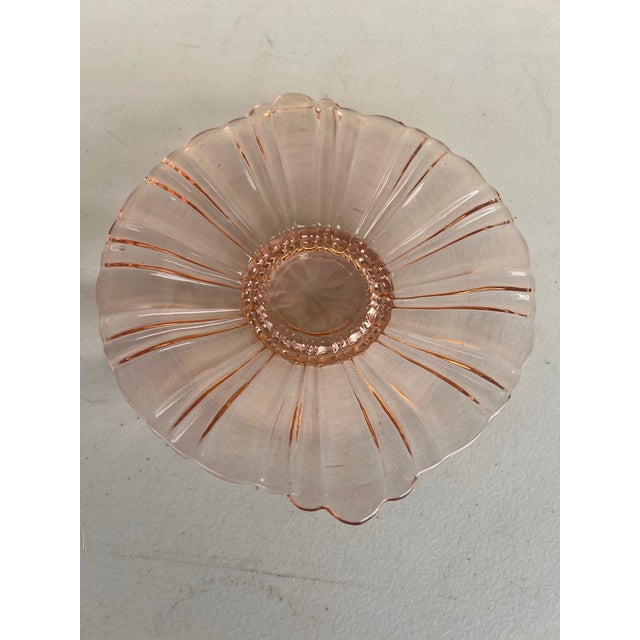 Pink depression glass dish made by Anchor Hocking in the 1920s or 30s. The pattern name is Old Cafe. 6 plates