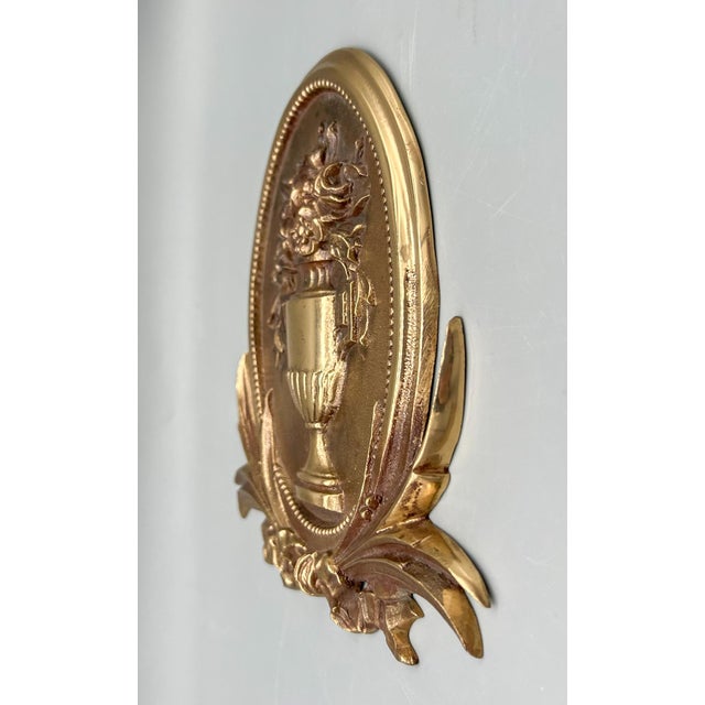 Neoclassical Polished Bronze Urn Wall Medallion/ Plaque For Sale - Image 4 of 9