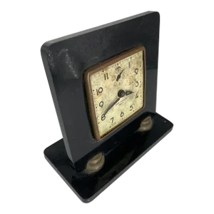 Early 20th Century Art Deco New Haven Black Lucite Desk Clock