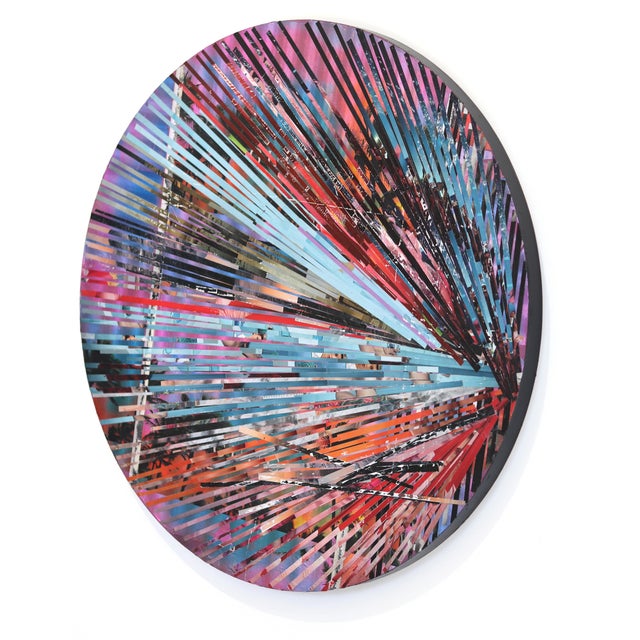 Contemporary Phoenix Rising - Original Round Contemporary Luxury Gucci Shopping Bags Collage Mixed Media Wall Art For Sale - Image 3 of 9