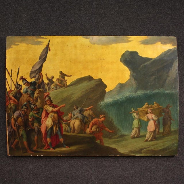 Italian Artist, The Crossing of the Jordan with the Ark of the Covenant, 1770, Oil on Panel For Sale - Image 15 of 15