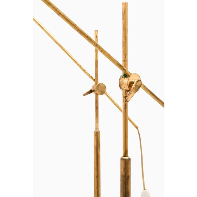 Floor Lamps in Brass with Original Shades attributed to T. H. Valentiner, 1960s, Set of 2 For Sale - Image 4 of 9