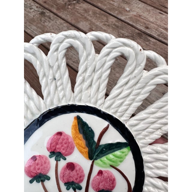 Red Majolica Hand Painted Strawberries Ceramic Plate Made in Spain For Sale - Image 8 of 12