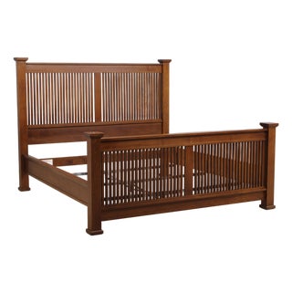Stickley Mission Oak King Size Spindle Prairie Bed For Sale