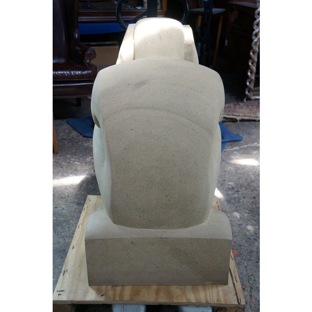 Late 20th Century Monumental Limestone Nude Fertility Thinking Man 1000lb Garden Sculpture Statue For Sale - Image 13 of 14
