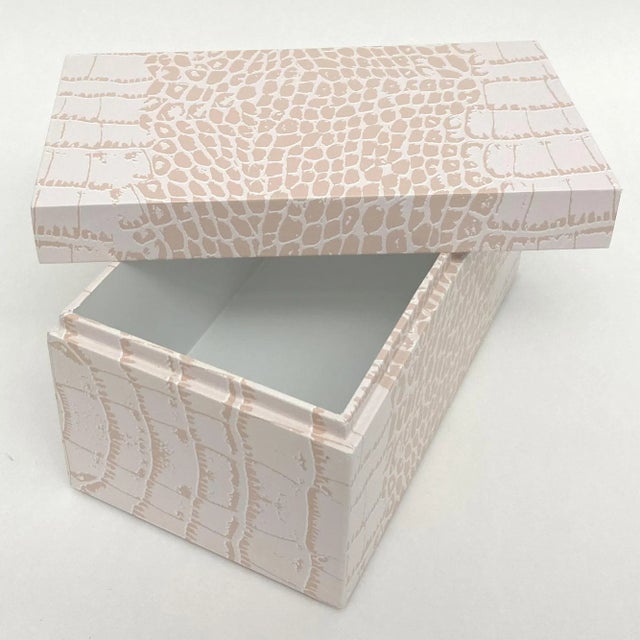 Pink Crocodile Pattern American Made Wood Box For Sale In San Francisco - Image 6 of 10