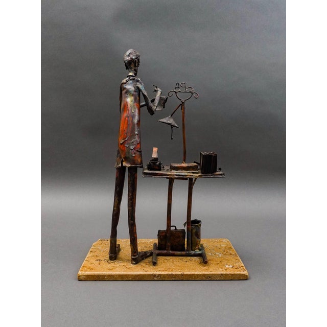 Mid 20th Century Jim Lewk Signed Brutalist Cpa Copper Art Sculpture with Marble Base For Sale - Image 5 of 12