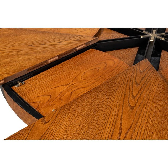 Wood Transitional Round Dining Table, Large - Light Brown Oak For Sale - Image 7 of 11