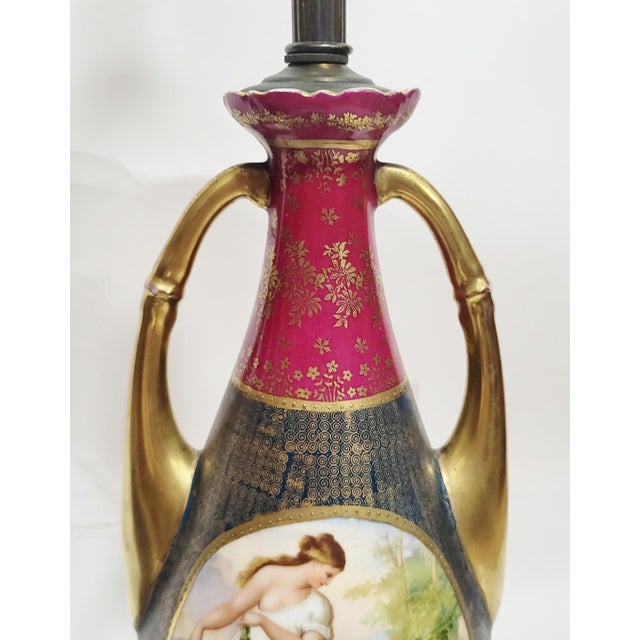 Pair Antique Austrian Royal Vienna Porcelain Vase Lamps by Kaufmann For Sale - Image 12 of 12