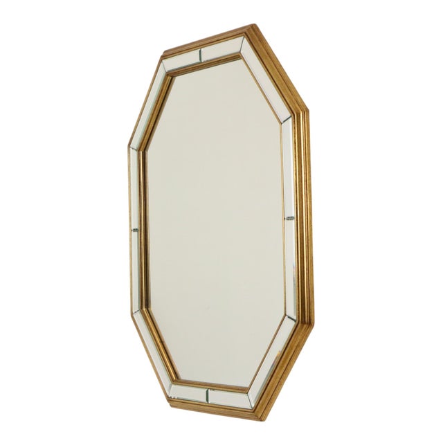 Wood Large Hollywood Regency Octagonal Mirror from Deknudt, 1970s For Sale - Image 7 of 18